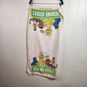 Vintage Sesame Street Beach Bath Towel Big Bird Ernie Bert Cookie 21x40 Kids 90s